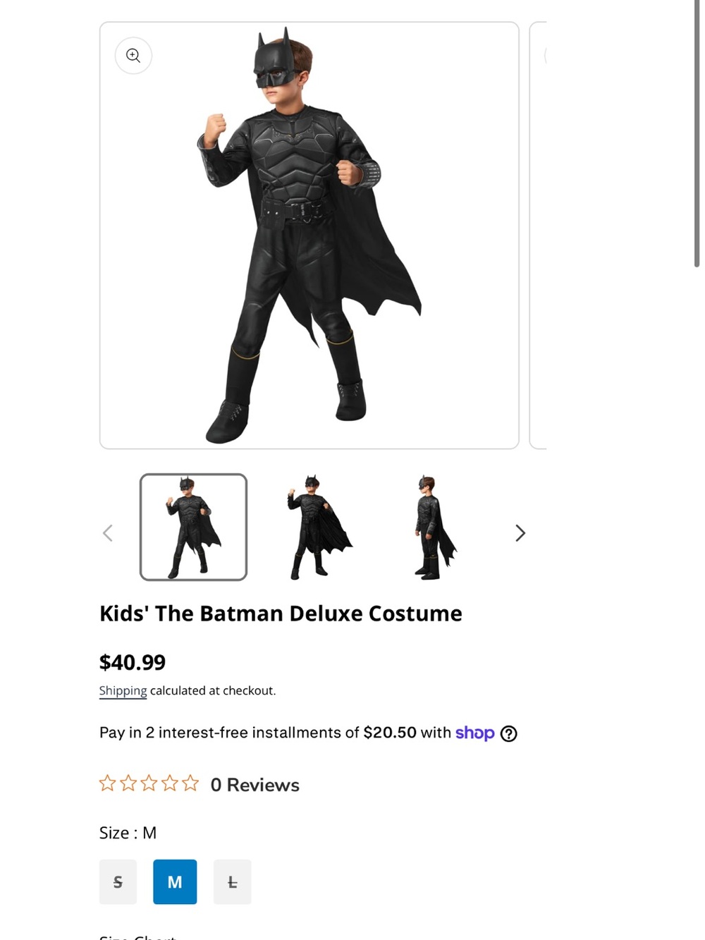 Batman Kids Deluxe Costume - Black with Gold Accents